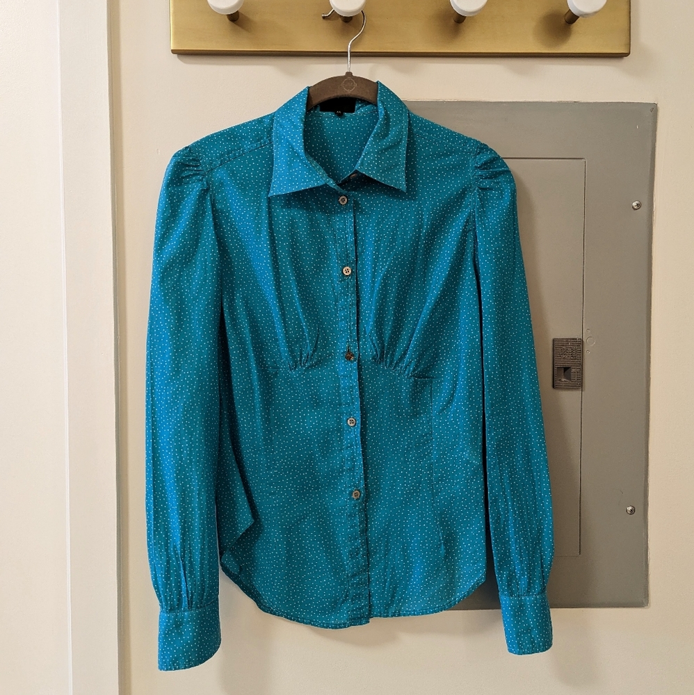 Paul Smith Turquoise Polkadot Blouse, Size 44